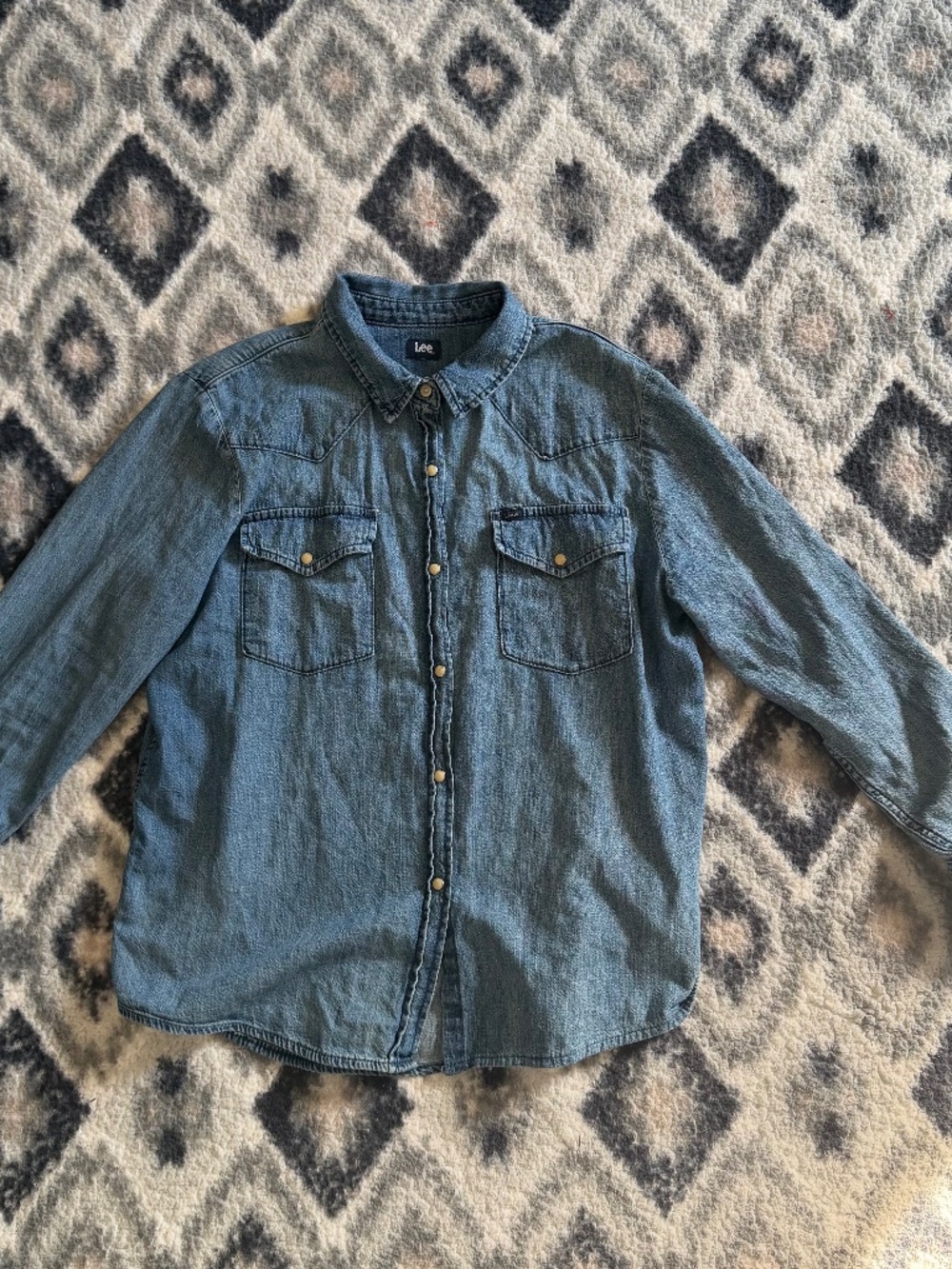 Lee Women's Denim Western Shirt Pearl Snap Blue - Medium (Read Description)